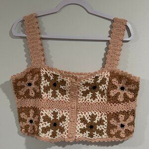 Favorite Daughter The I'm Cute Crochet Tank in Daisy Crochet Size L